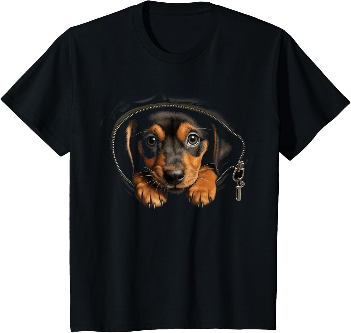 Puppy Mom Dad Weiner Dog Lover Novelty Graphic Apparel T-Shirt - Black