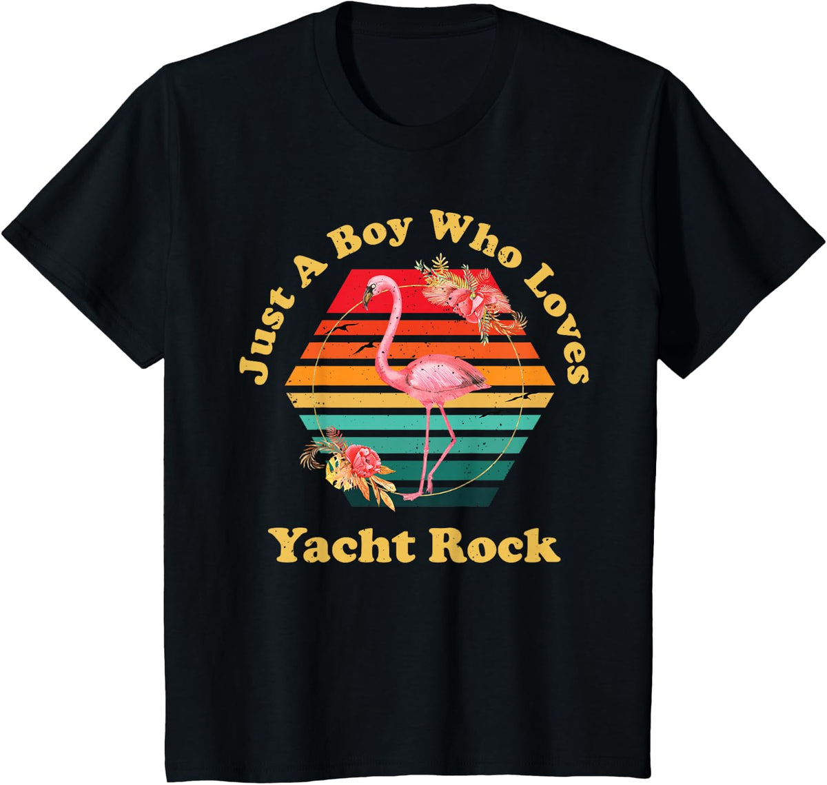 Retro Silhouette Man Just A Boy That Loves Yacht Rock T-Shirt - Black