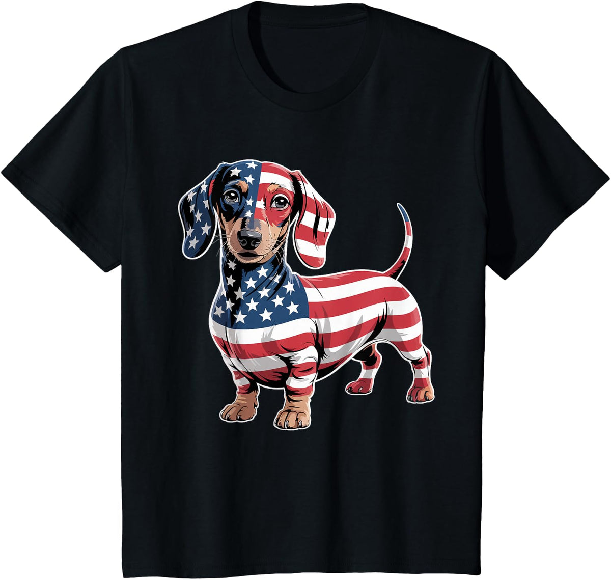 Dachshund Dog 4th of July American Flag Gifts for Men Women T-Shirt - Black