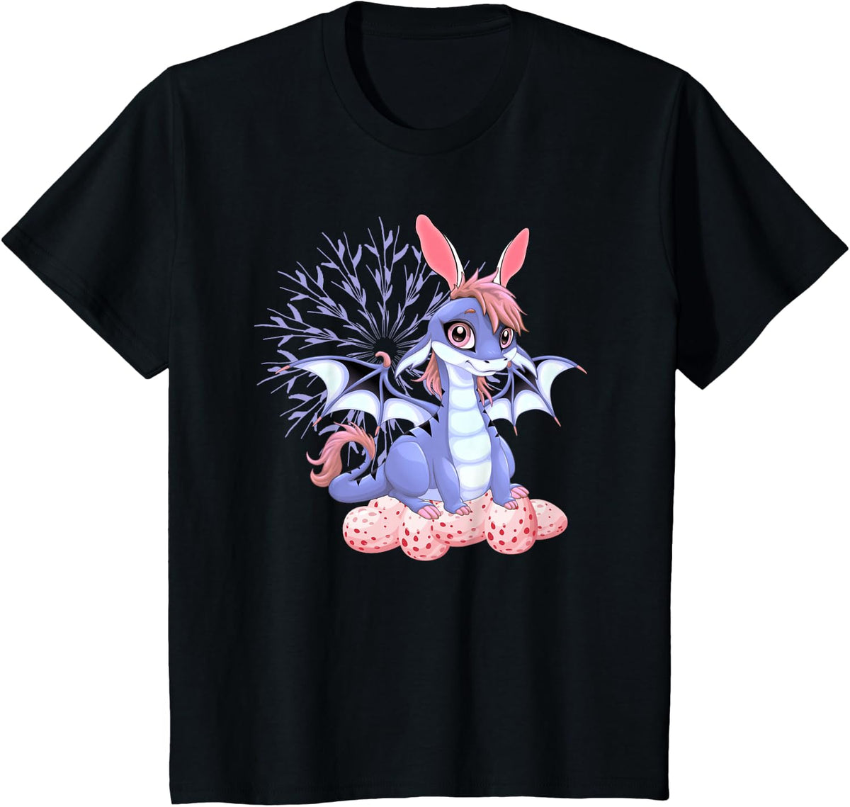 Cute Anime Dragon Bunny Easter Shirt Toddler Girl Boy T-Shirt - Black