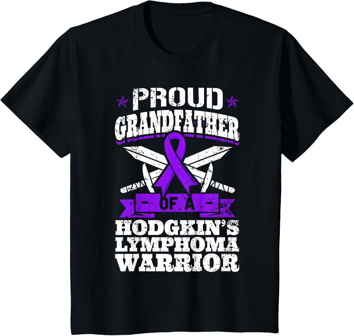 Proud Grandfather Of A Hodgkin's Lymphoma Warrior HL Grandpa T-Shirt - Black