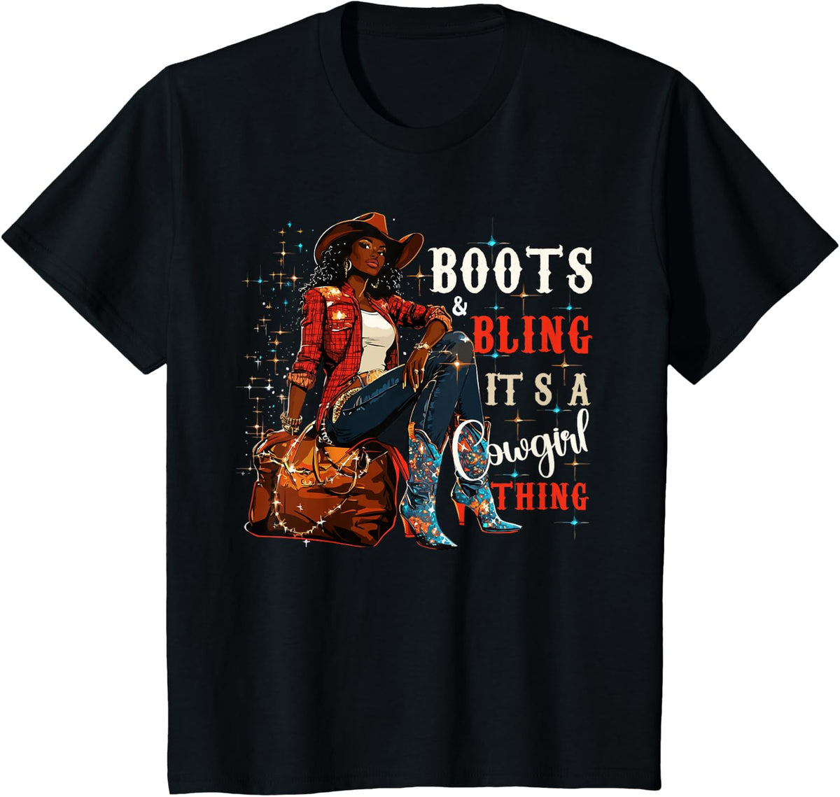Boots and Bling it's Cowgirl Thing,Black History Month Pride T-Shirt - Black