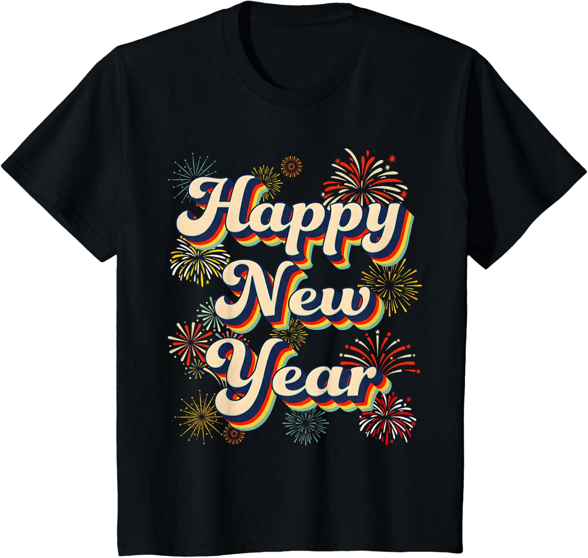 Happy New Year Eve Firework 2026 Party Men Women Kid T-Shirt - Black
