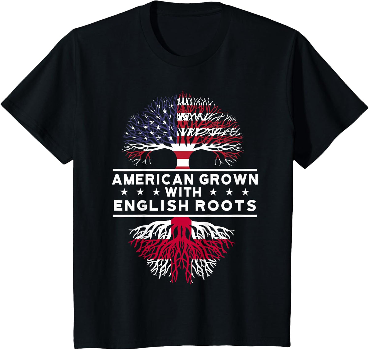 American Grown with English Roots - England T-Shirt - Black