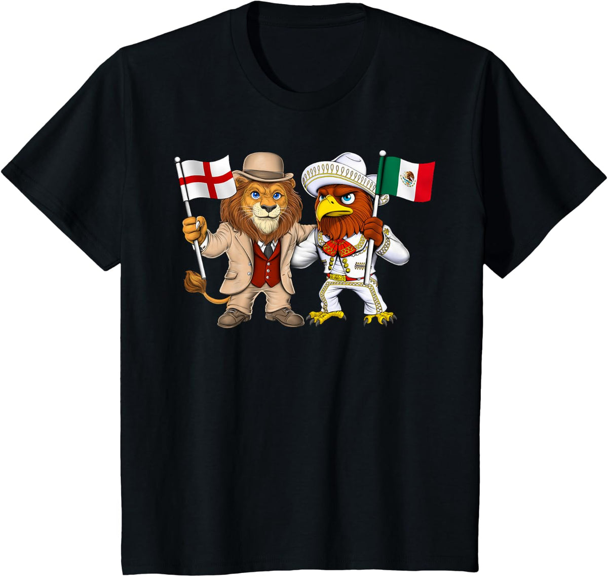 England Mexico Roots Mexican UK British English Flag T-Shirt - Black