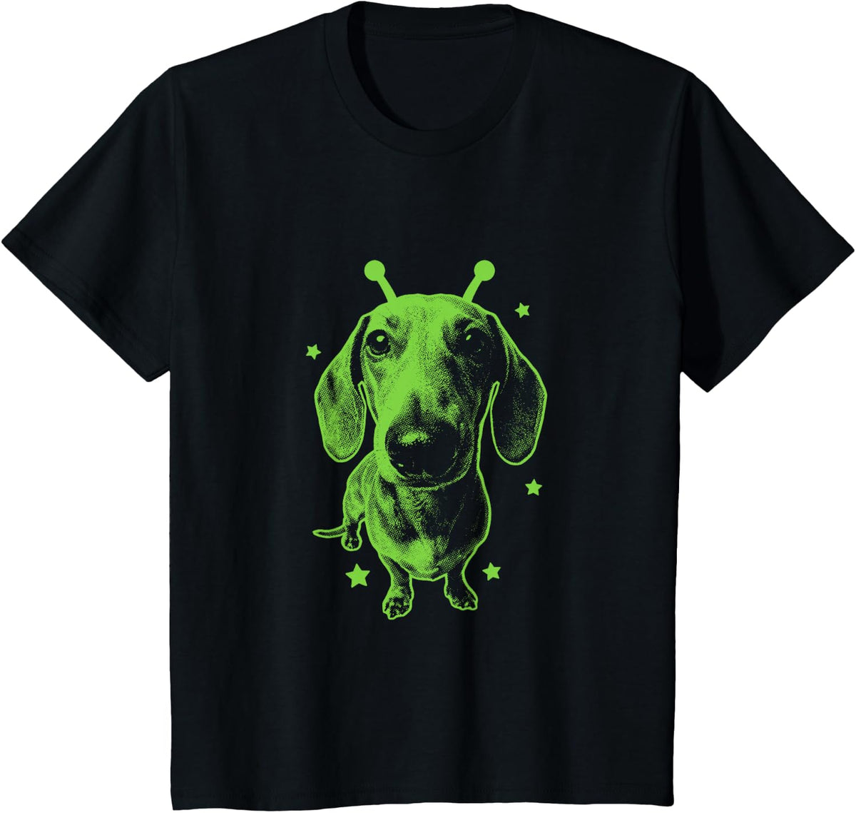 Dachshund Wiener Y2K Alien Meme Vintage Space Funny T-Shirt - Black
