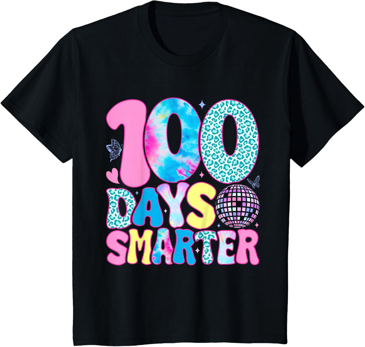 100 Days Smarter Happy 100th Day Of School Boys Girls Kids T-Shirt - Black