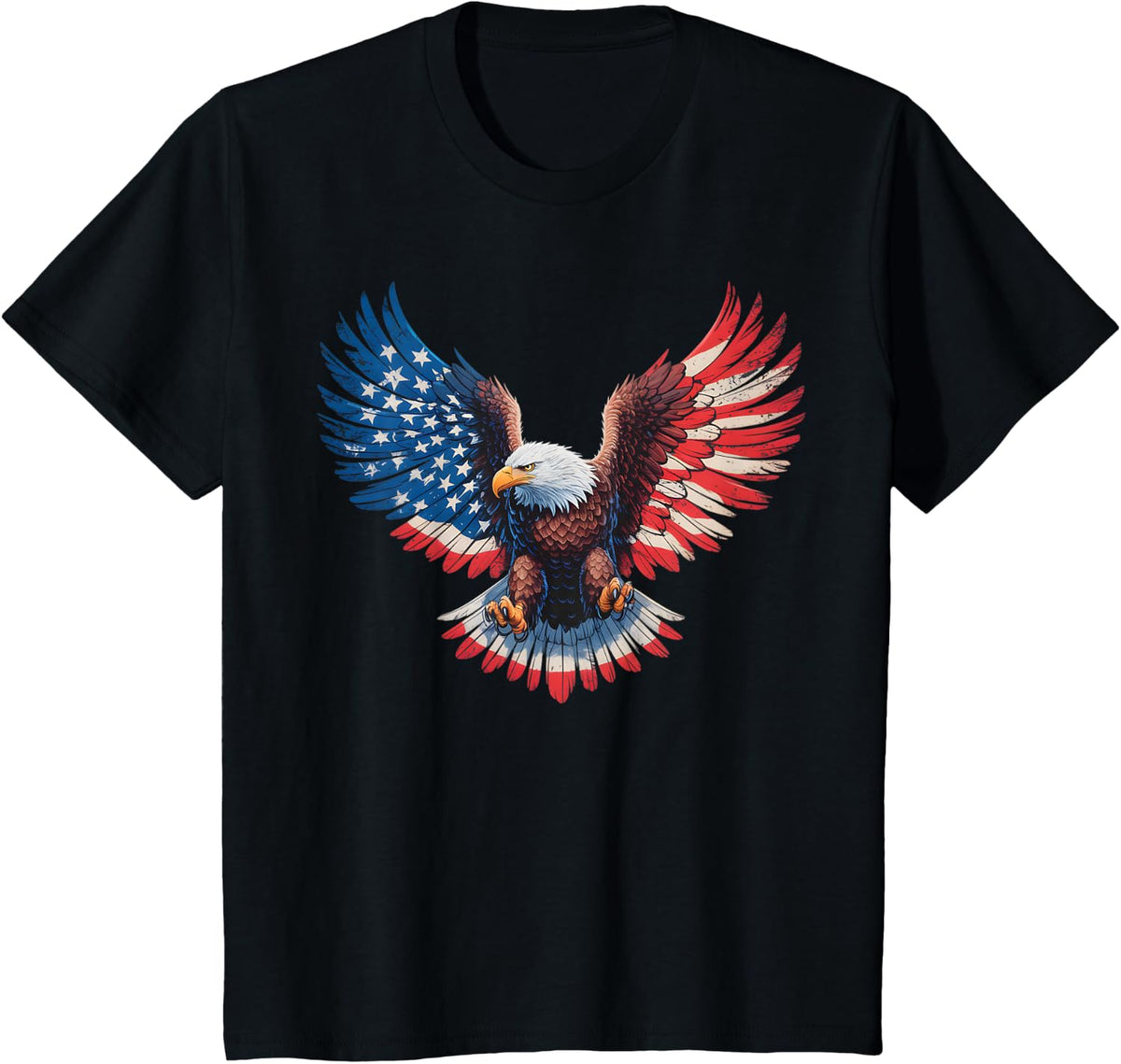 American Flag Bald Eagle Patriotic Pride 4th of July USA T-Shirt - Black