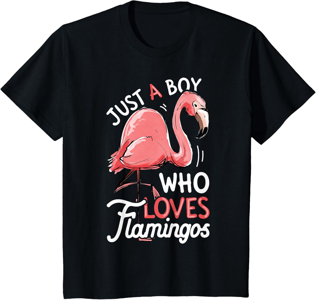 Flamingo Just A Boy Who Loves Flamingos Pink Bird Lovers Men T-Shirt - Black
