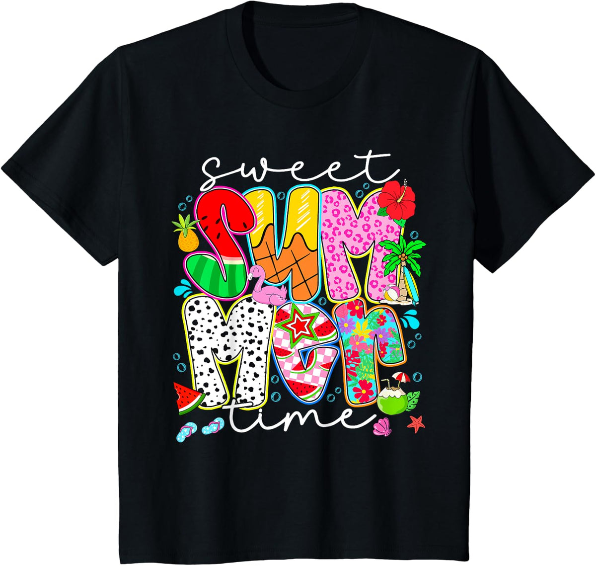 Teacher Off Duty Summer Break Sweet Summer Time Women Girls T-Shirt - Black