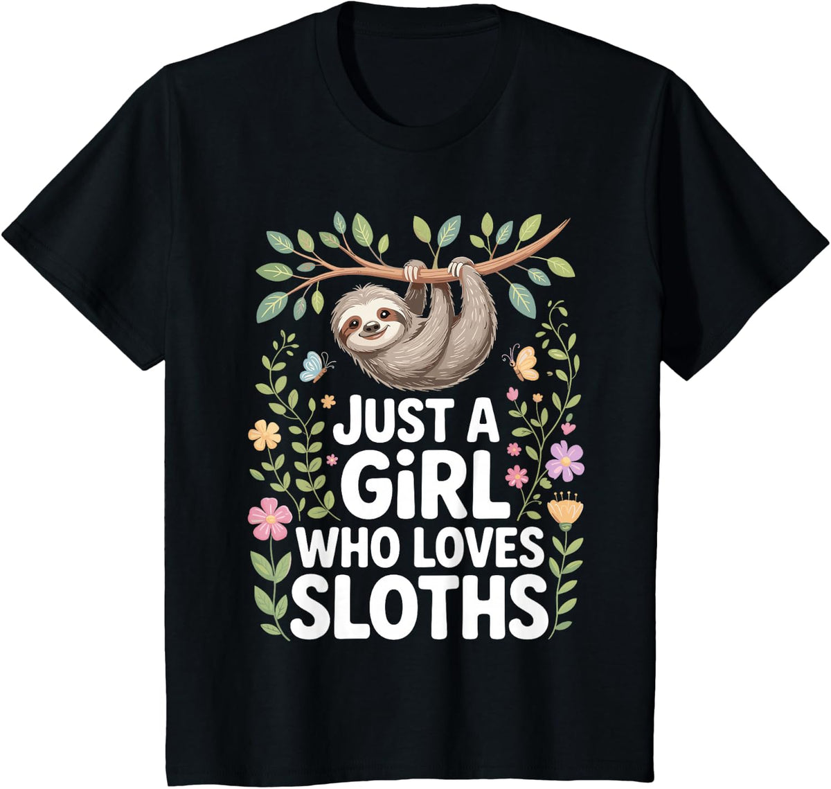 Funny Sloth Art for Women Girls Mom Lazy Sloth Lover T-Shirt - Black