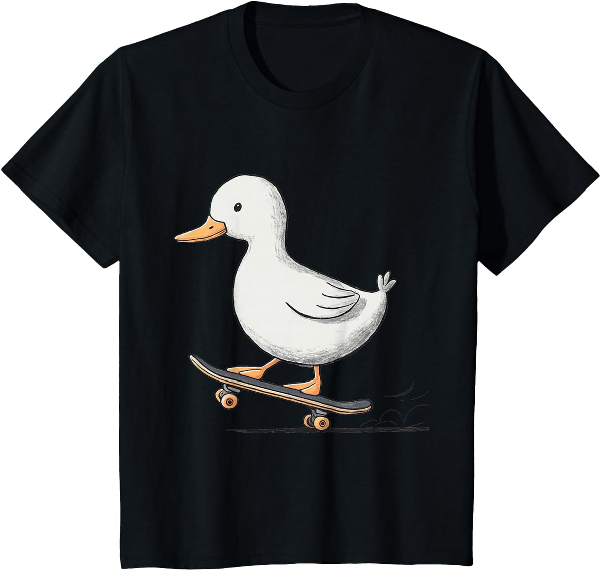 Skater Duck – Funny Cartoon Style T-Shirt - Black