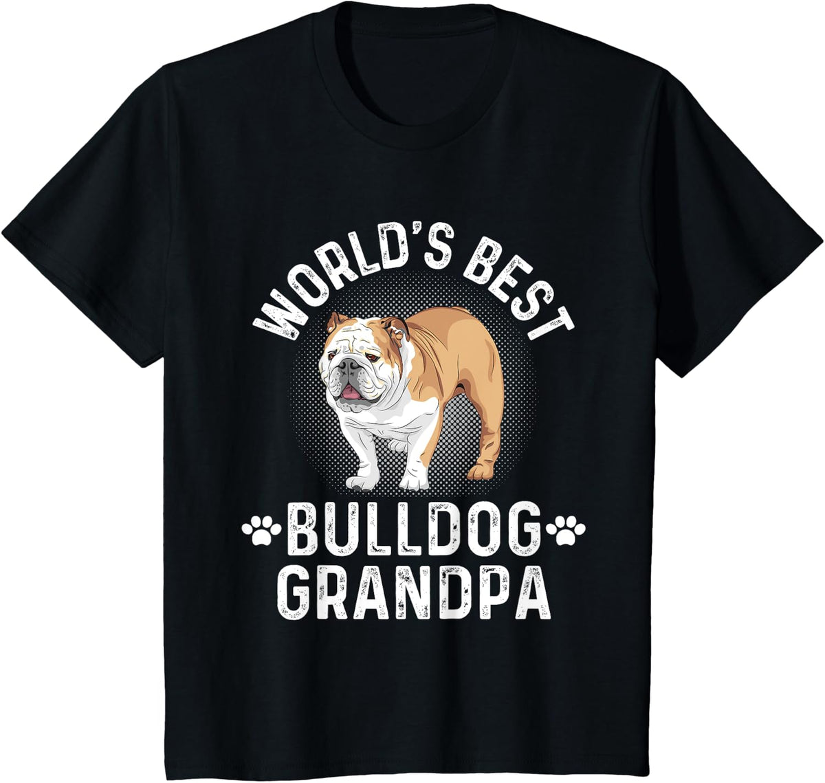 Worlds Best Bulldog Grandpa - Dog Grandfather T-Shirt for Men Women Girls Kids - Black