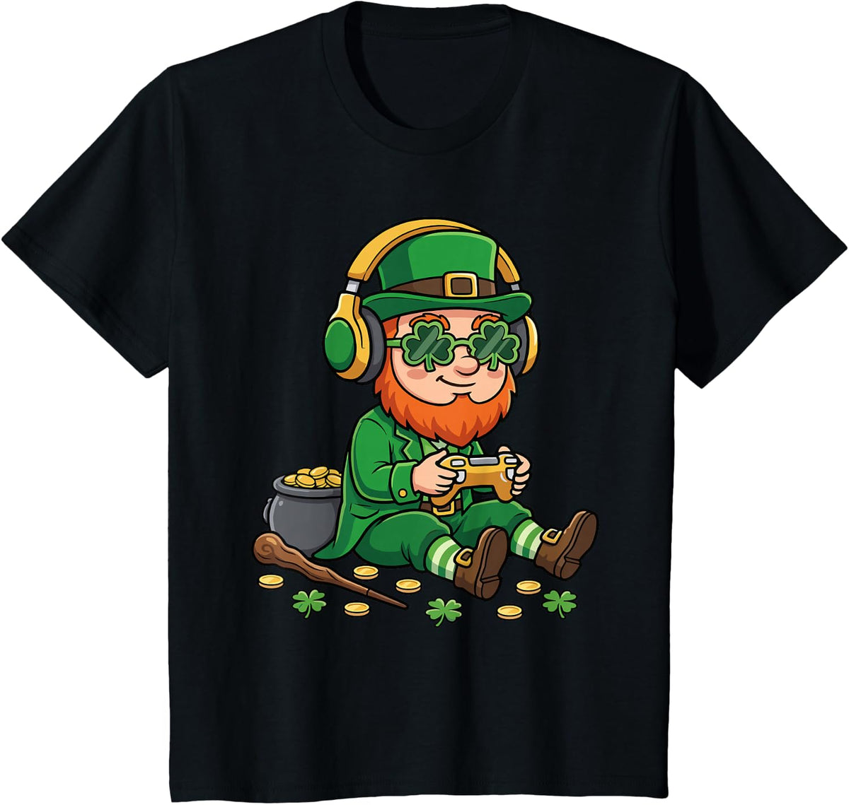 Video Games St. Patrick Gamer Funny St. Patricks Day T-Shirt - Black