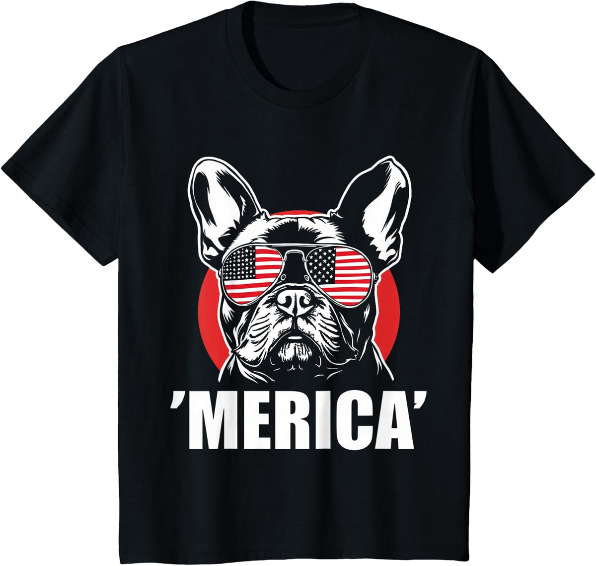 American Flag Merica French Bulldog 4th Of July kids women T-Shirt - Black