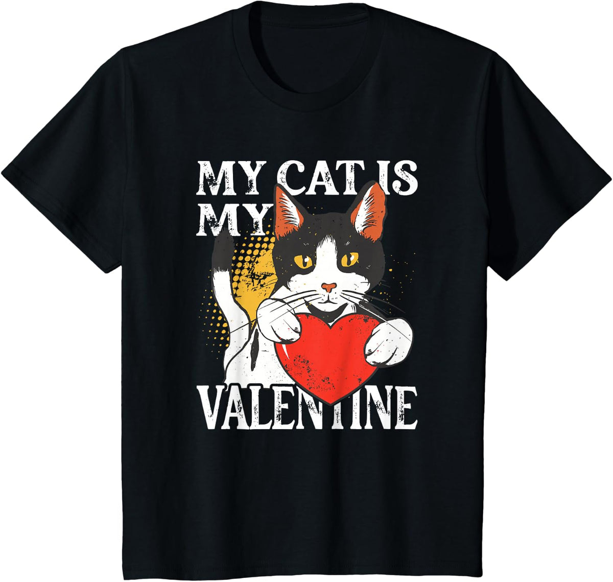 Cat with heart My Cat is my Valentine T-Shirt - Black