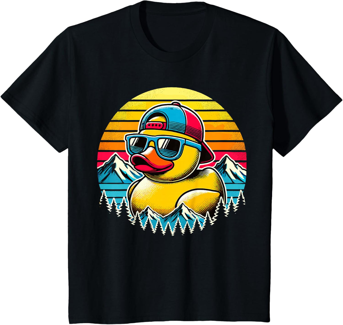 Vintage Duck with Sunglasse T-Shirt - Black