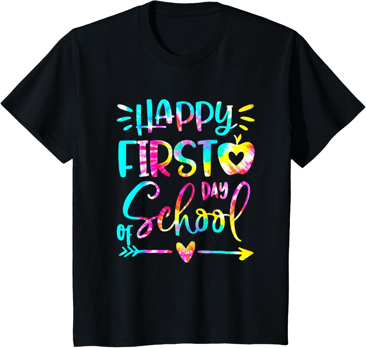 Tie Dye Happy First Day Of School Teacher Student 1st Days T-Shirt - Black