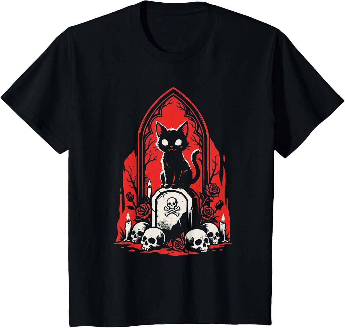 Goth Cat Gothic Men Women Goth Aesthetic T-Shirt - Black
