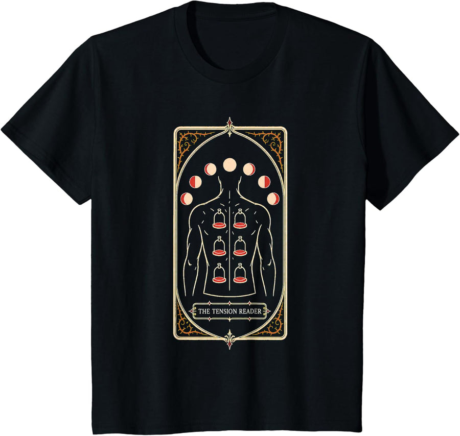 Cupping Therapy Tarot Card The Tension Reader Man T-Shirt - Black