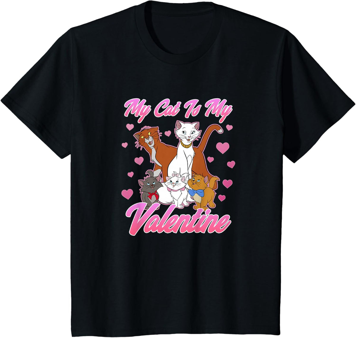 Disney Aristocats Valentine's Day My Cat Is My Valentine T-Shirt - Black