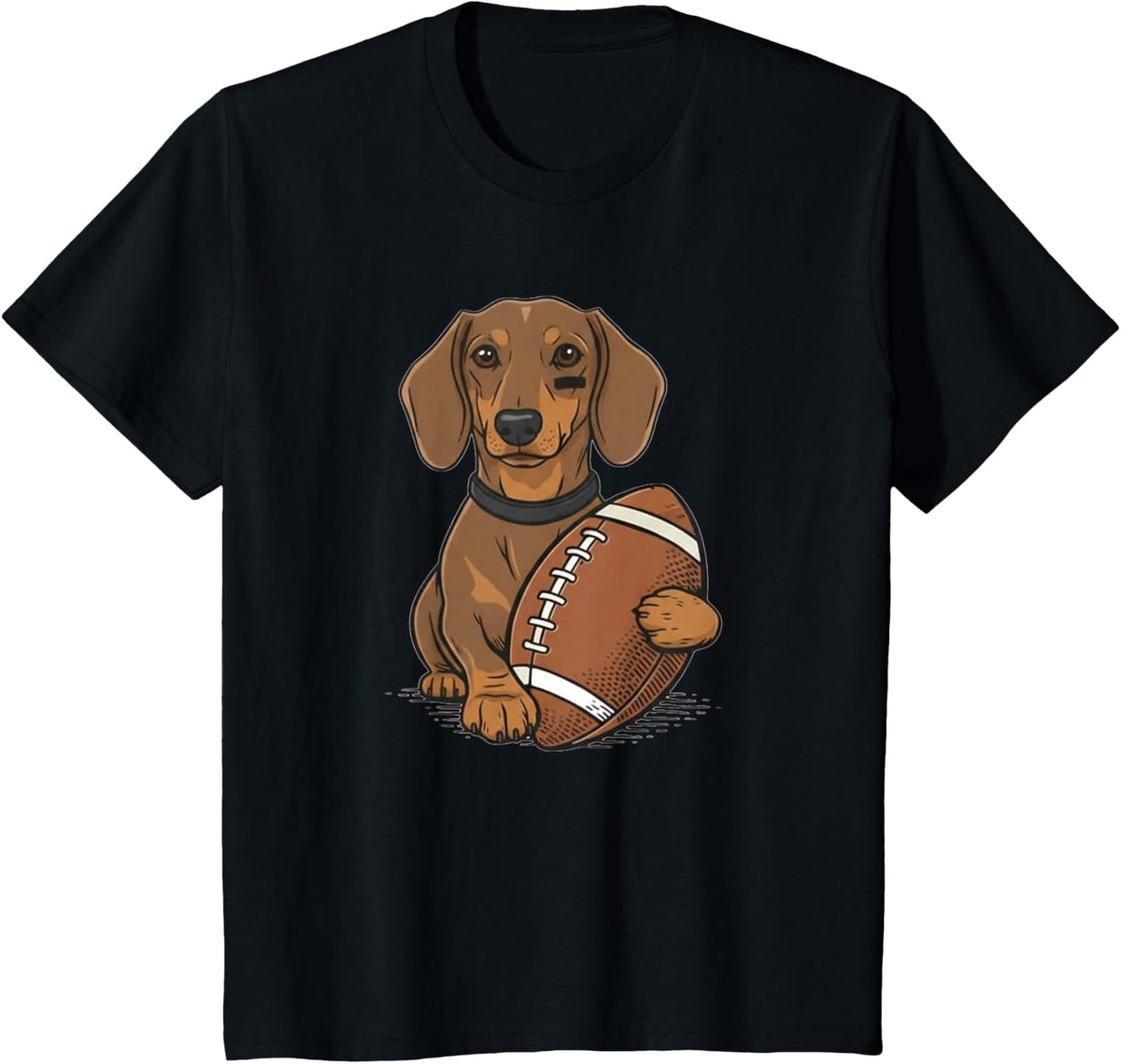 Funny Dachshund Football Dog Lovers Gift T-Shirt - Black