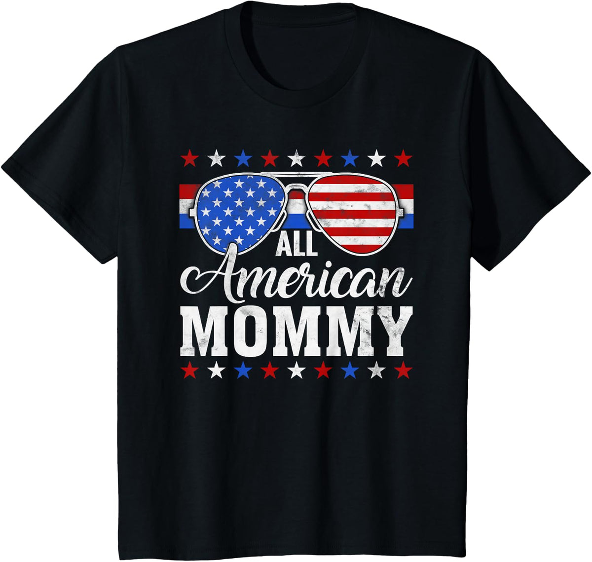 American Mommy Matching Family 4th of July USA Patriotic T-Shirt - Black