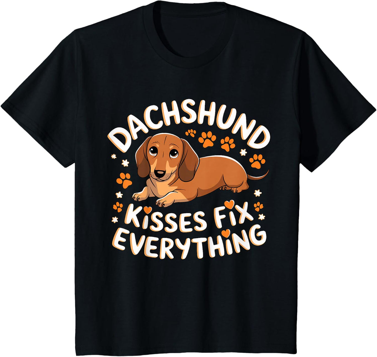 Dachshund Kisses Fix Everything T-Shirt - Black