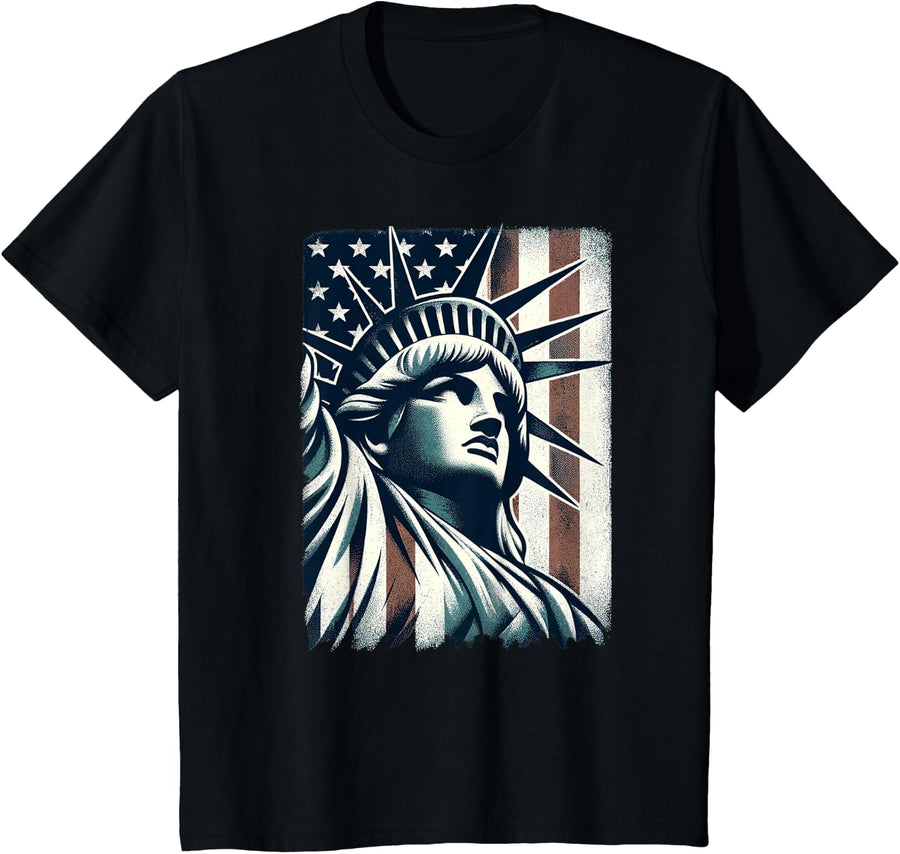 Statue of Liberty Iconic Freedom Symbol USA Landmark T-Shirt - Black