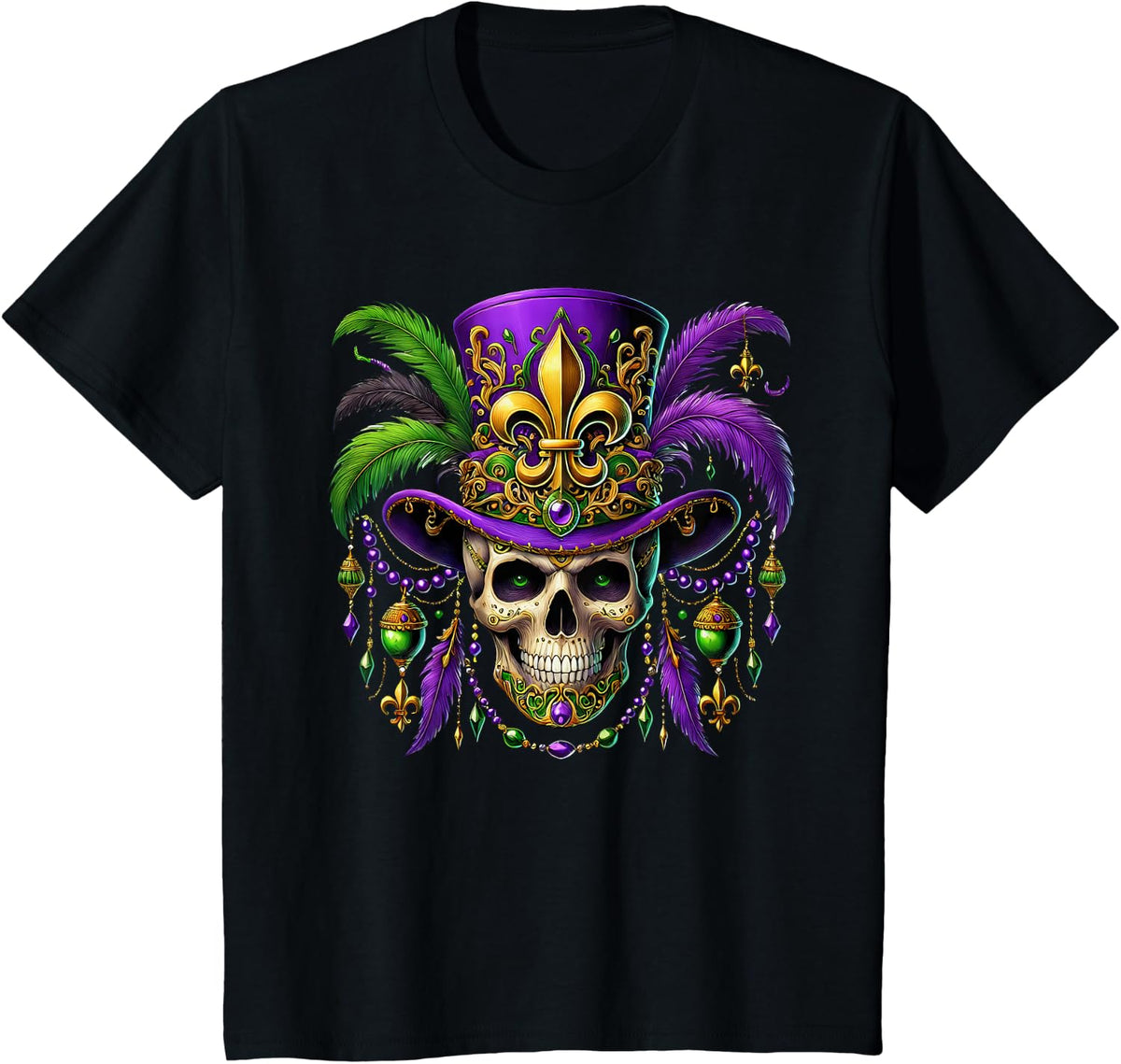 Mardi Gras Costume Sugar Skull Carnival Halloween Witch Men T-Shirt - Black
