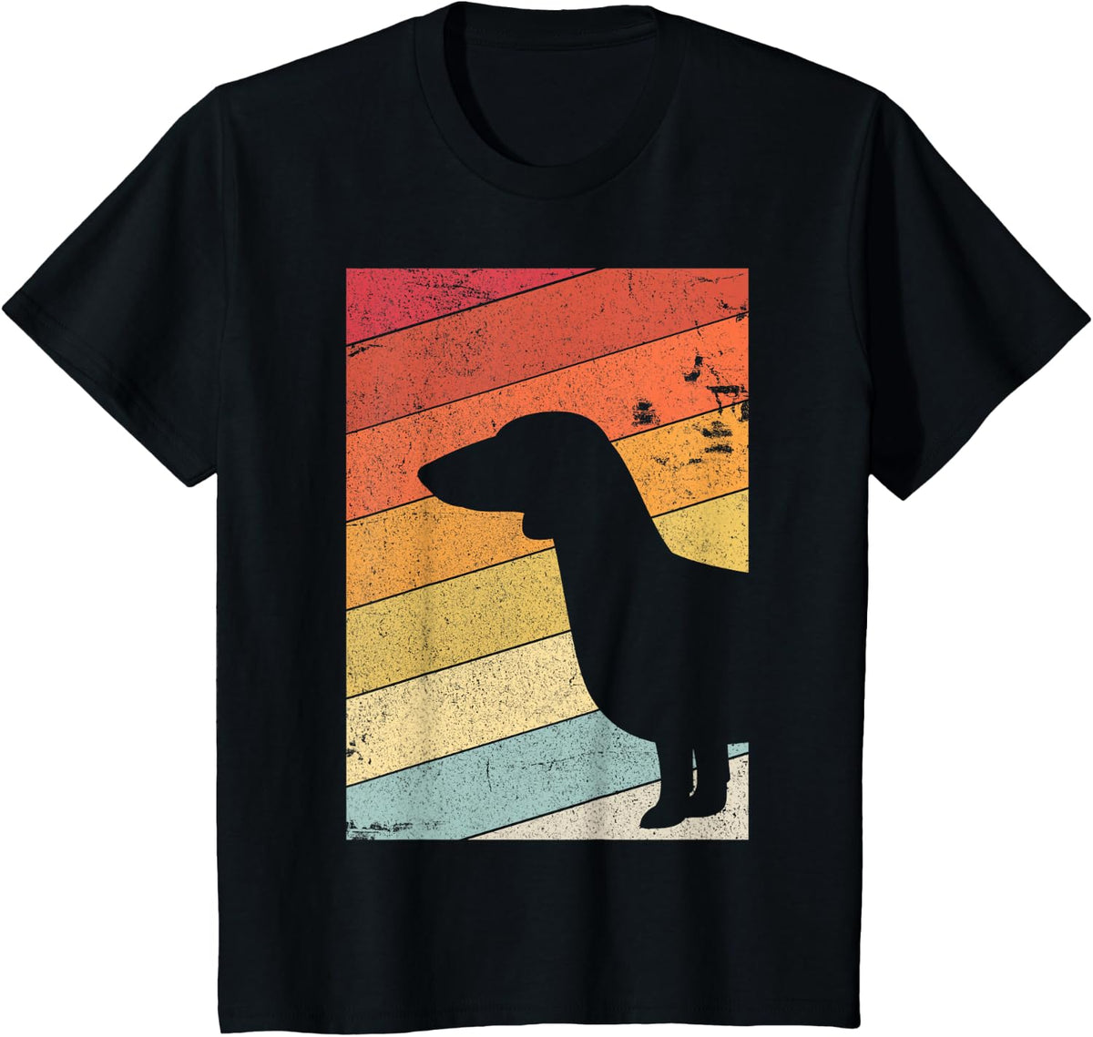 Dachshund Shirt. Retro Style T-Shirt - Black