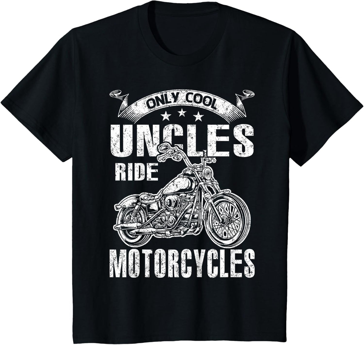 Only Cool Uncles Rides Motorcycles T-Shirt - Black