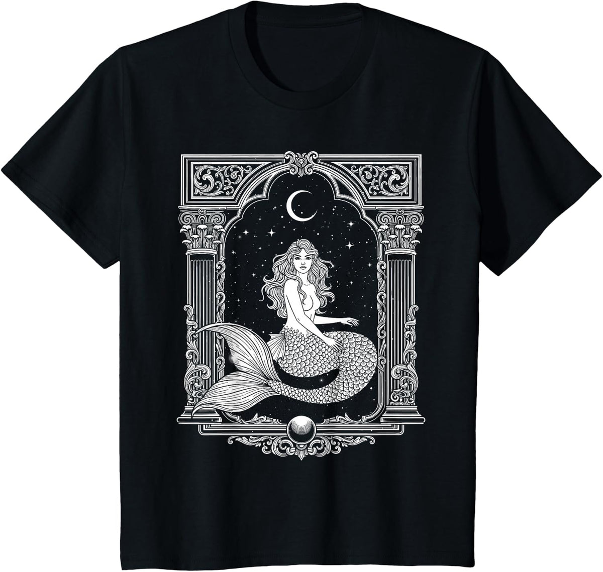 Fairycore Celestial Mermaid Aesthetic Goth Mermaidcore T-Shirt - Black