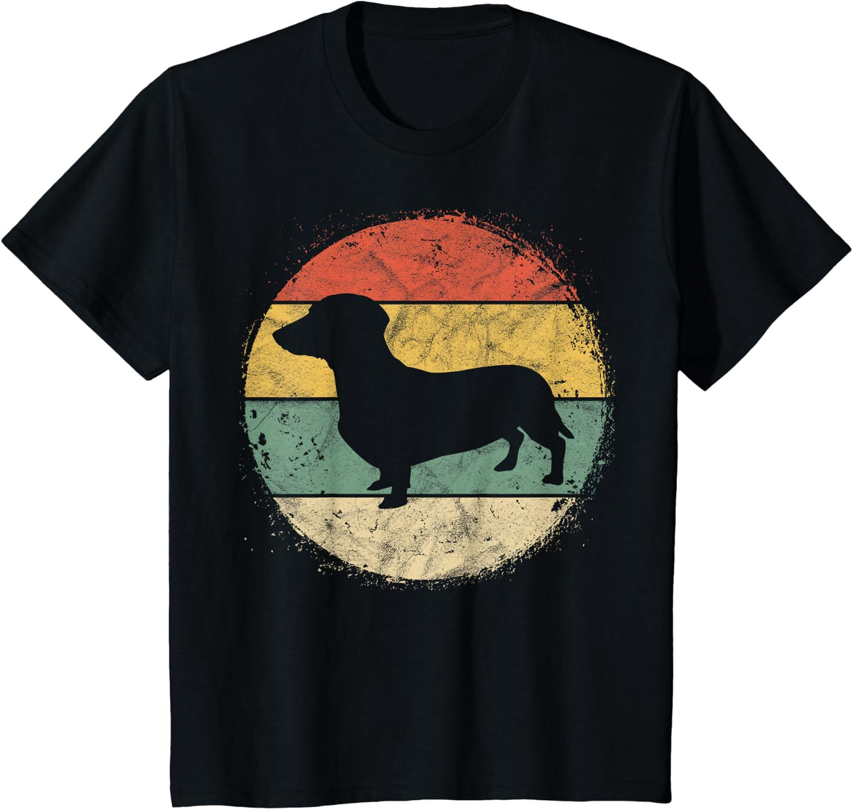 Circular Retro Dachshund Owner Gift Doxie Parents Dog Mom T-Shirt - Black