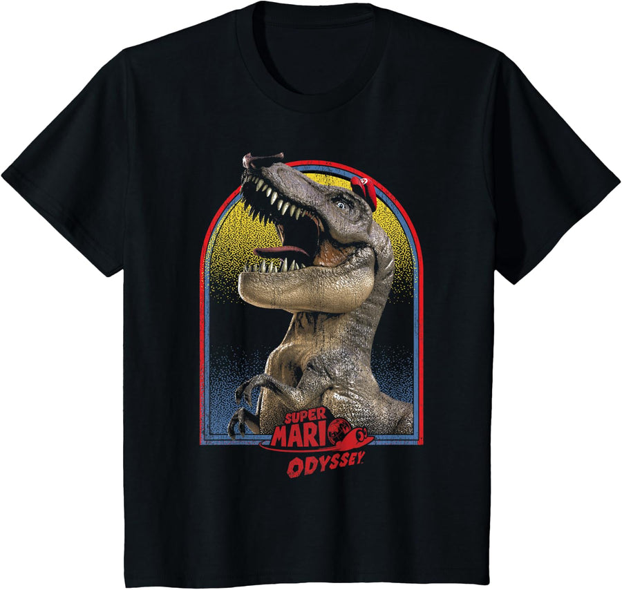 Super Mario Odyssey T-Rex Poster T-Shirt - Black