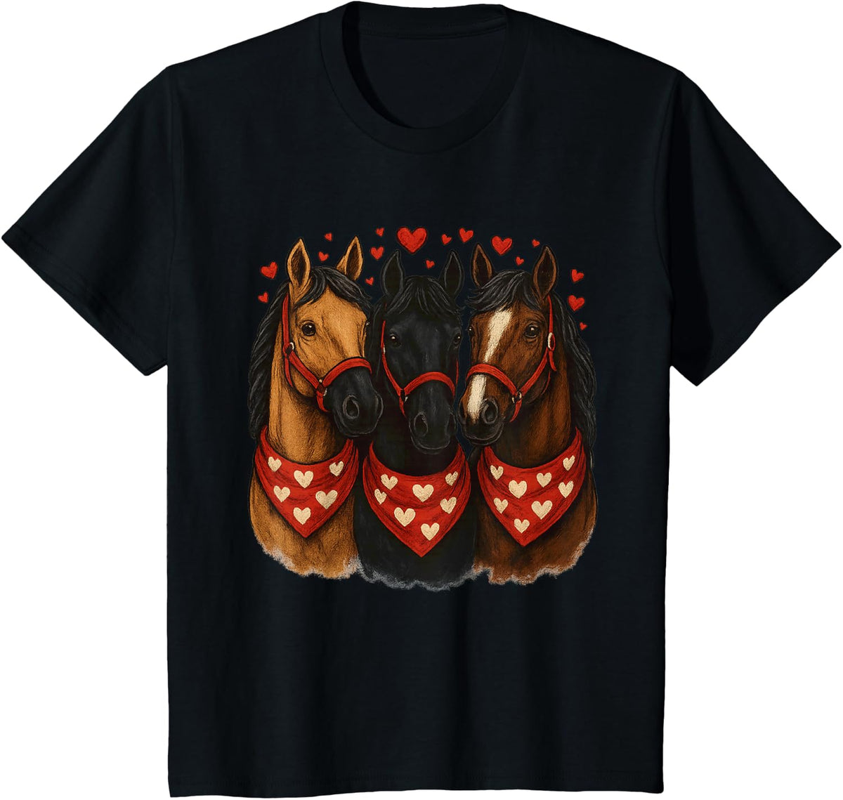 Horse Valentine Valentines Day Cute Horse for Women Girls T-Shirt - Black