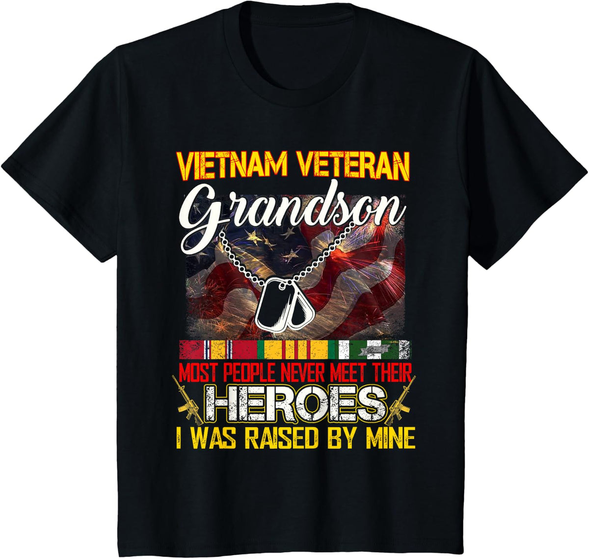 Proud Grandson Of A Vietnam Veteran My Grandpa Is A Hero T-Shirt - Black