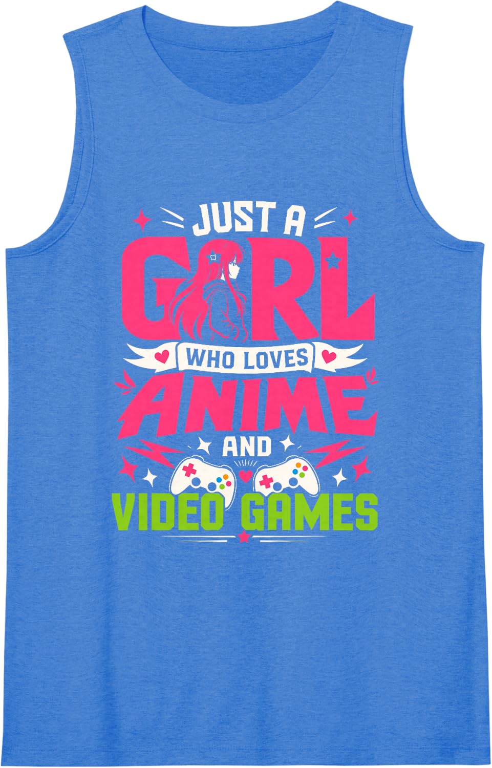 Women's Just A Girl Who Loves Anime and Video Games Sleeveless Tank Top - Royal Blue