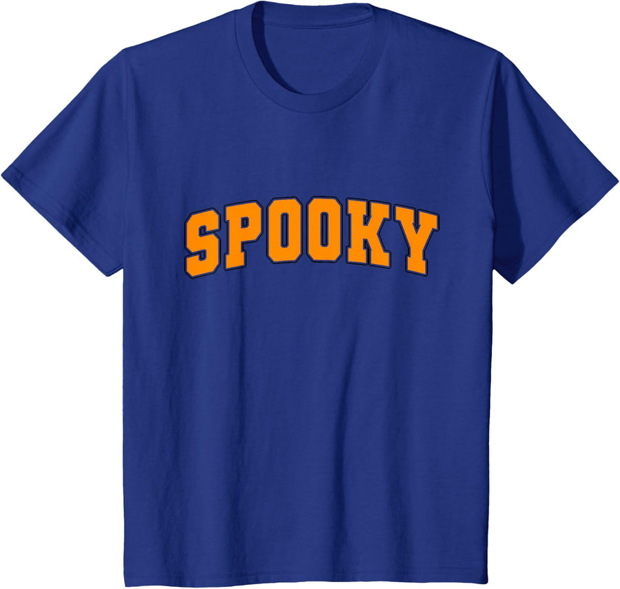 Varsity SPOOKY Halloween College Style University Costume T-Shirt - Royal Blue