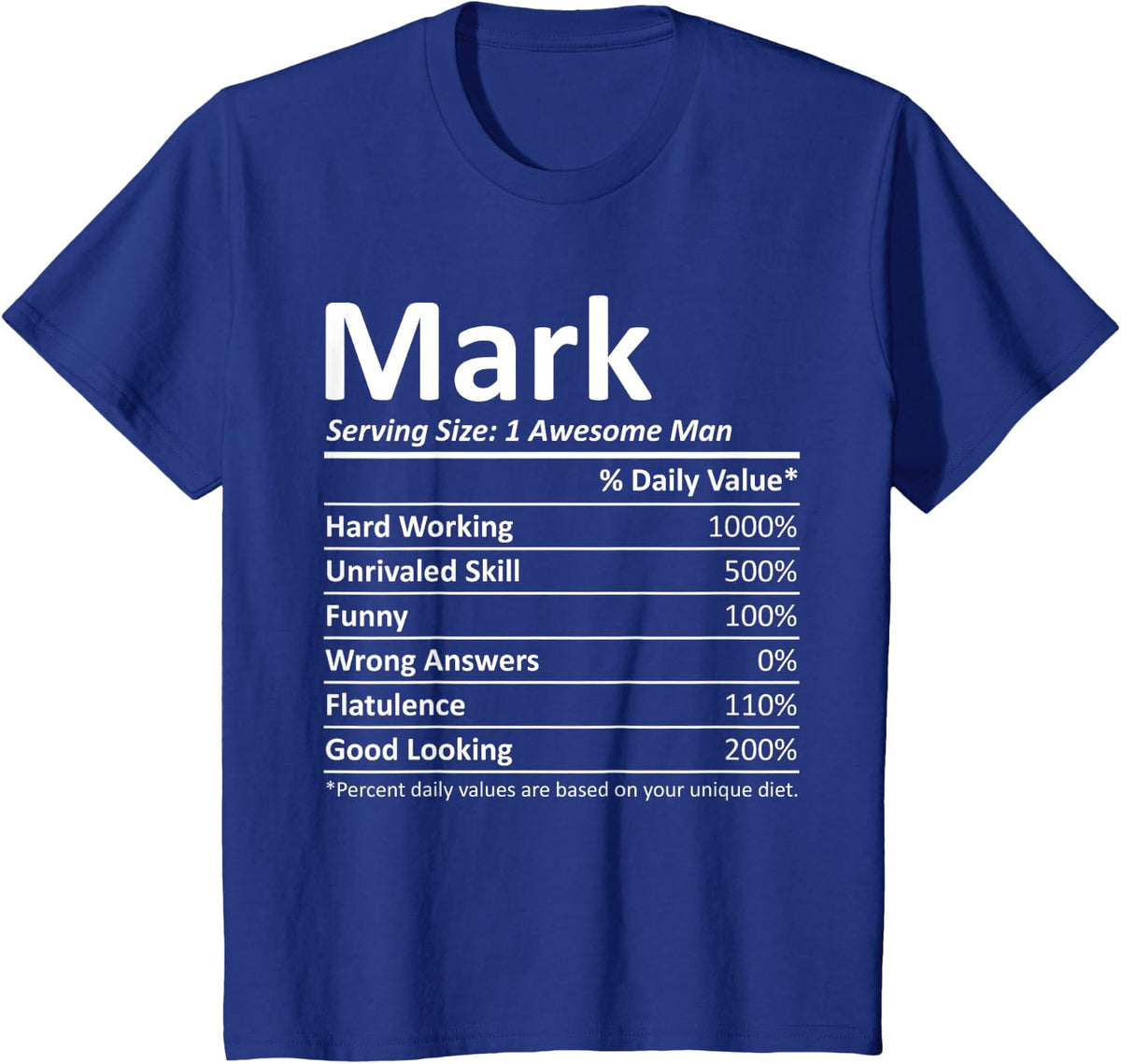 MARK Nutrition Funny Birthday Personalized Name Gift Idea T-Shirt - Royal Blue