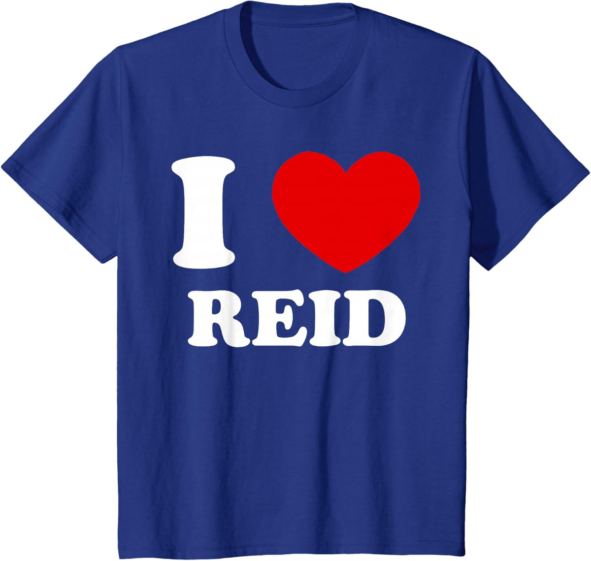 I Love Reid by Foxio Unisex-Adults Black Modern Lightweight Letter Print T-Shirt Small - Royal Blue