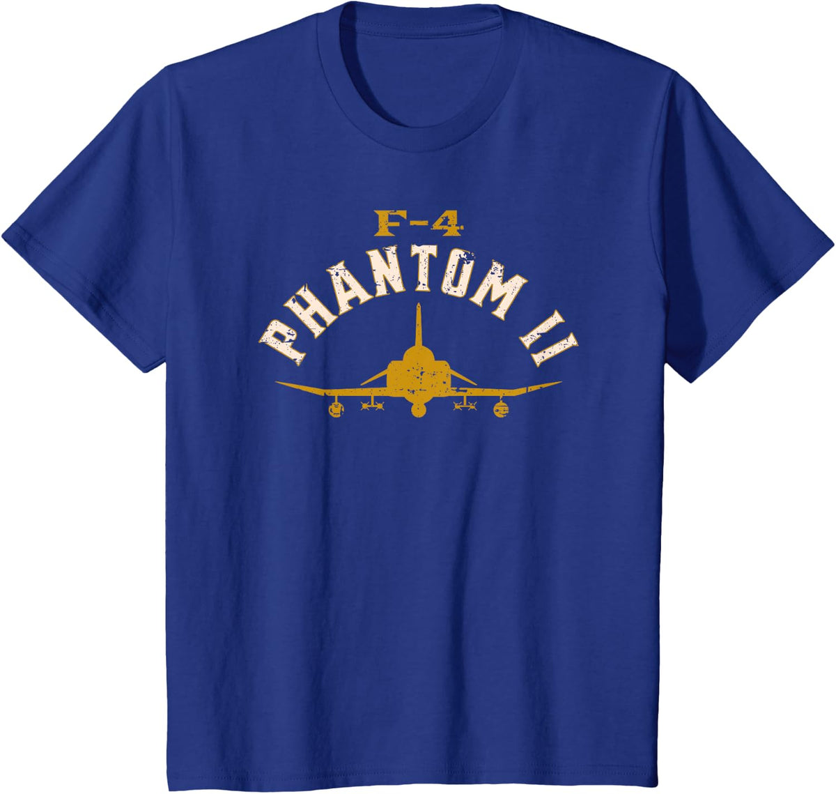 F-4 Phantom II Naval Fighter Jet Aircraft Distressed Design T-Shirt - Royal Blue