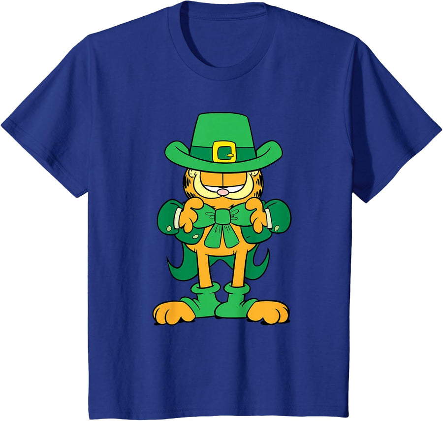 Garfield St Patrick's Day Cat with Bowtie T-Shirt - Royal Blue