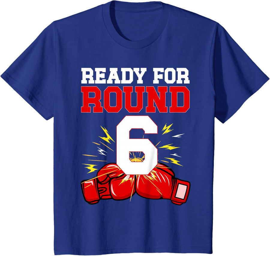 6th Boxing Birthday Party Six Year Old Boxer Birthday T-Shirt - Royal Blue