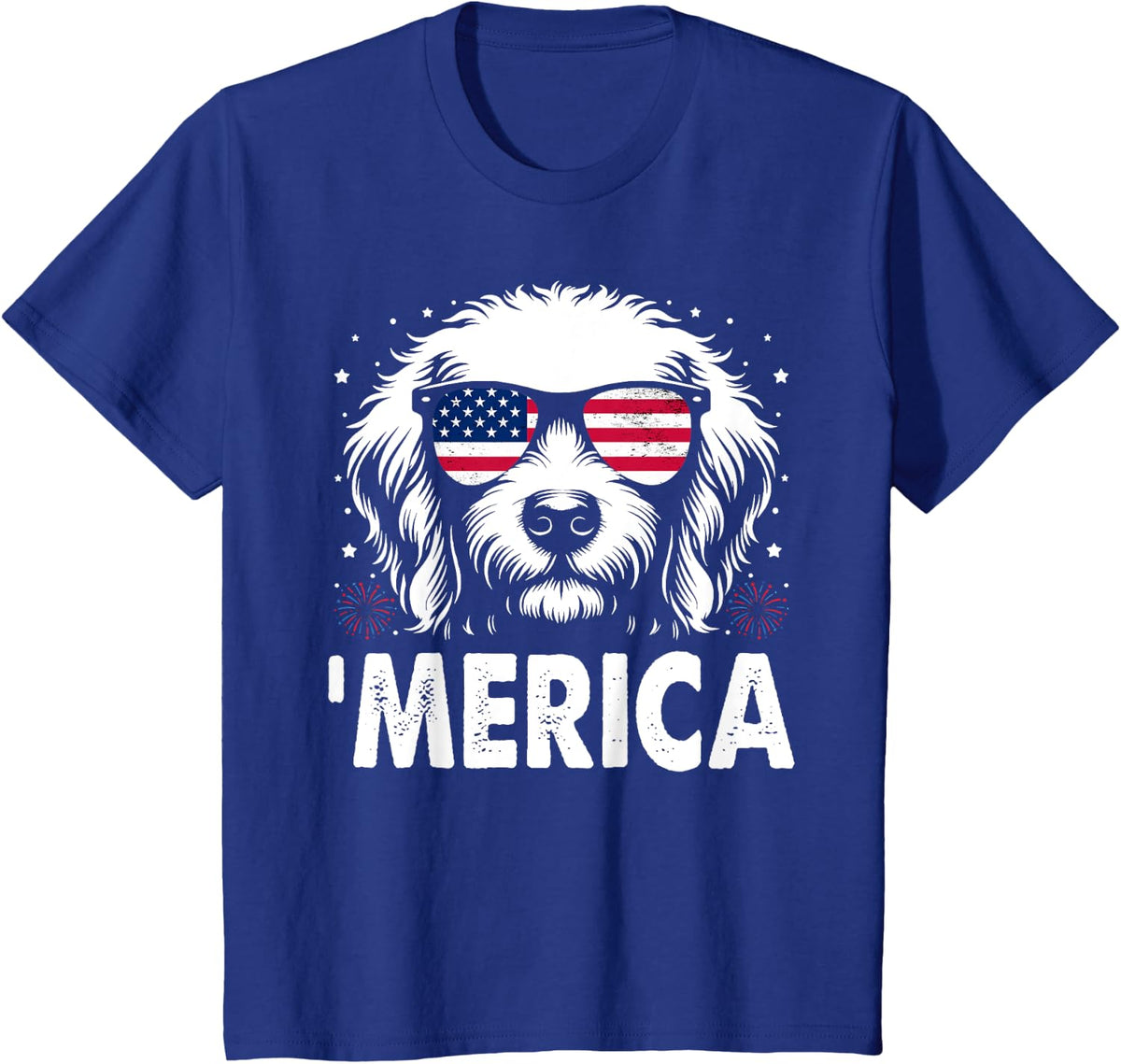 Goldendoodle 4th Of July Merica Patriotic Dog Tee T-Shirt - Royal Blue