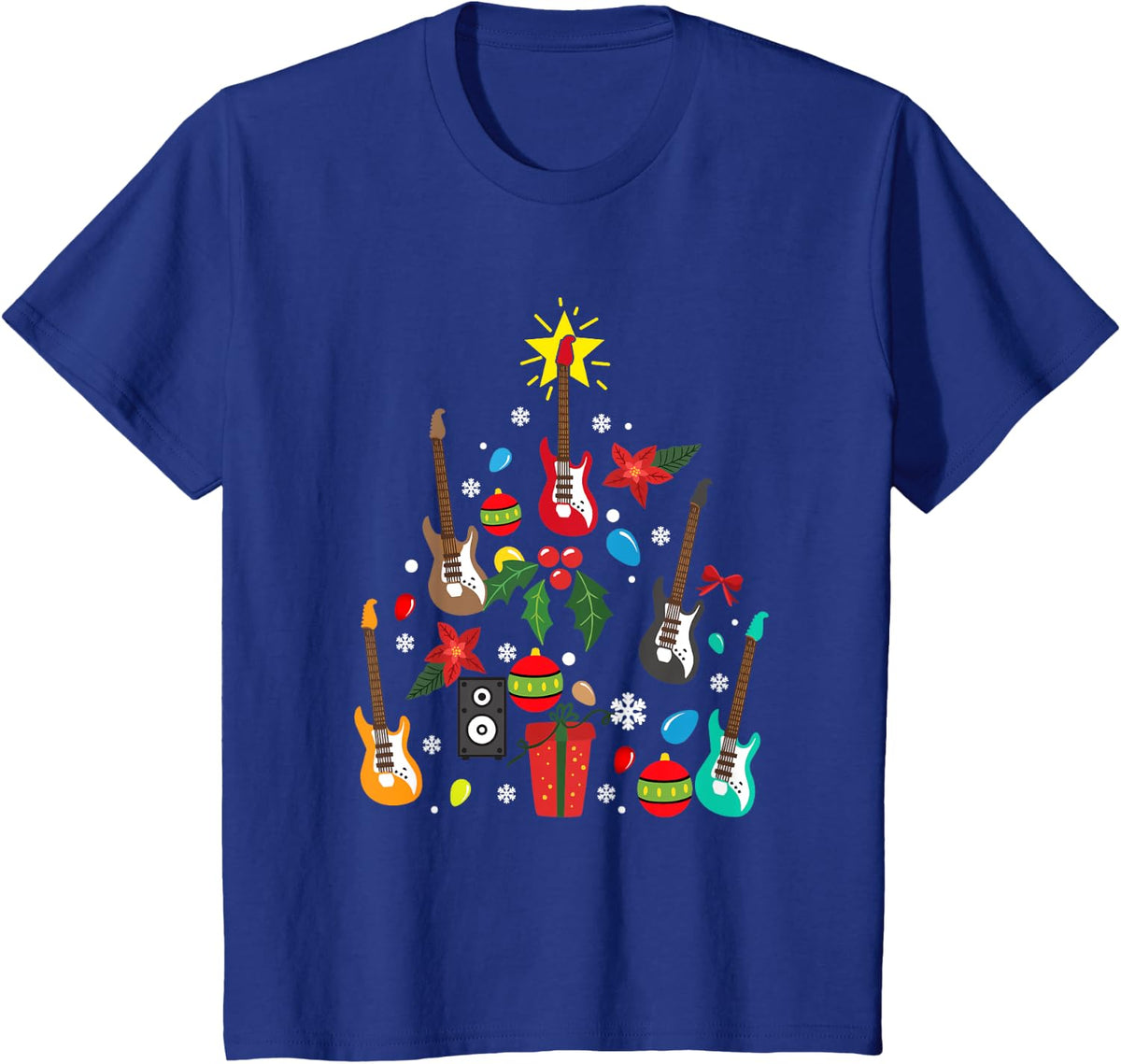 Bass Guitar Christmas Tree Guitar Player Musician Pajamas T-Shirt - Royal Blue