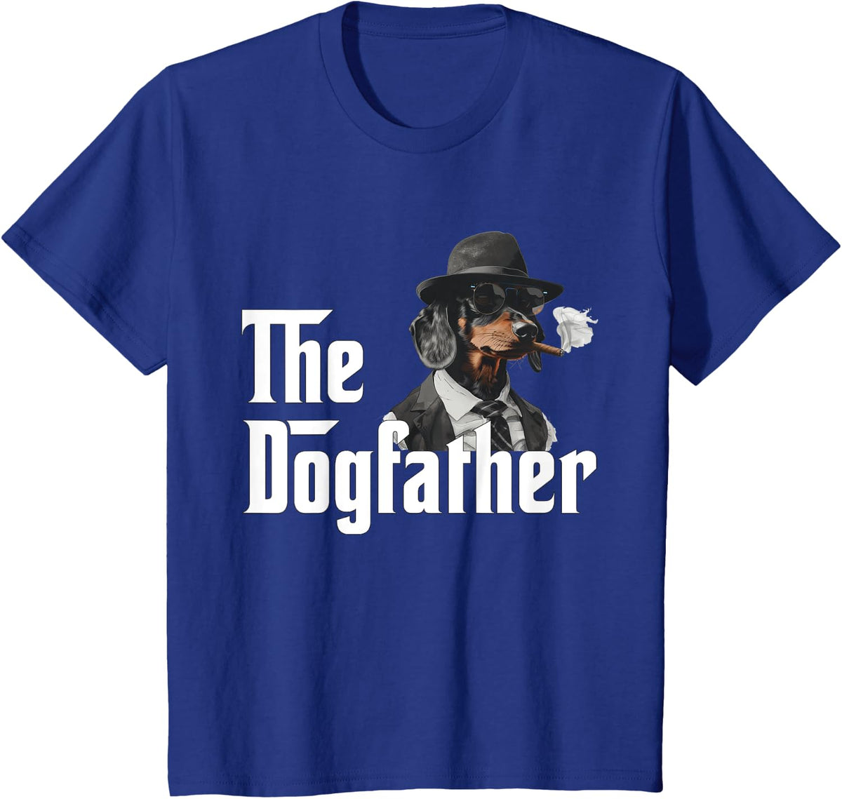 Funny Dachshund Dog Dad Design - The Dogfather T-Shirt - Royal Blue