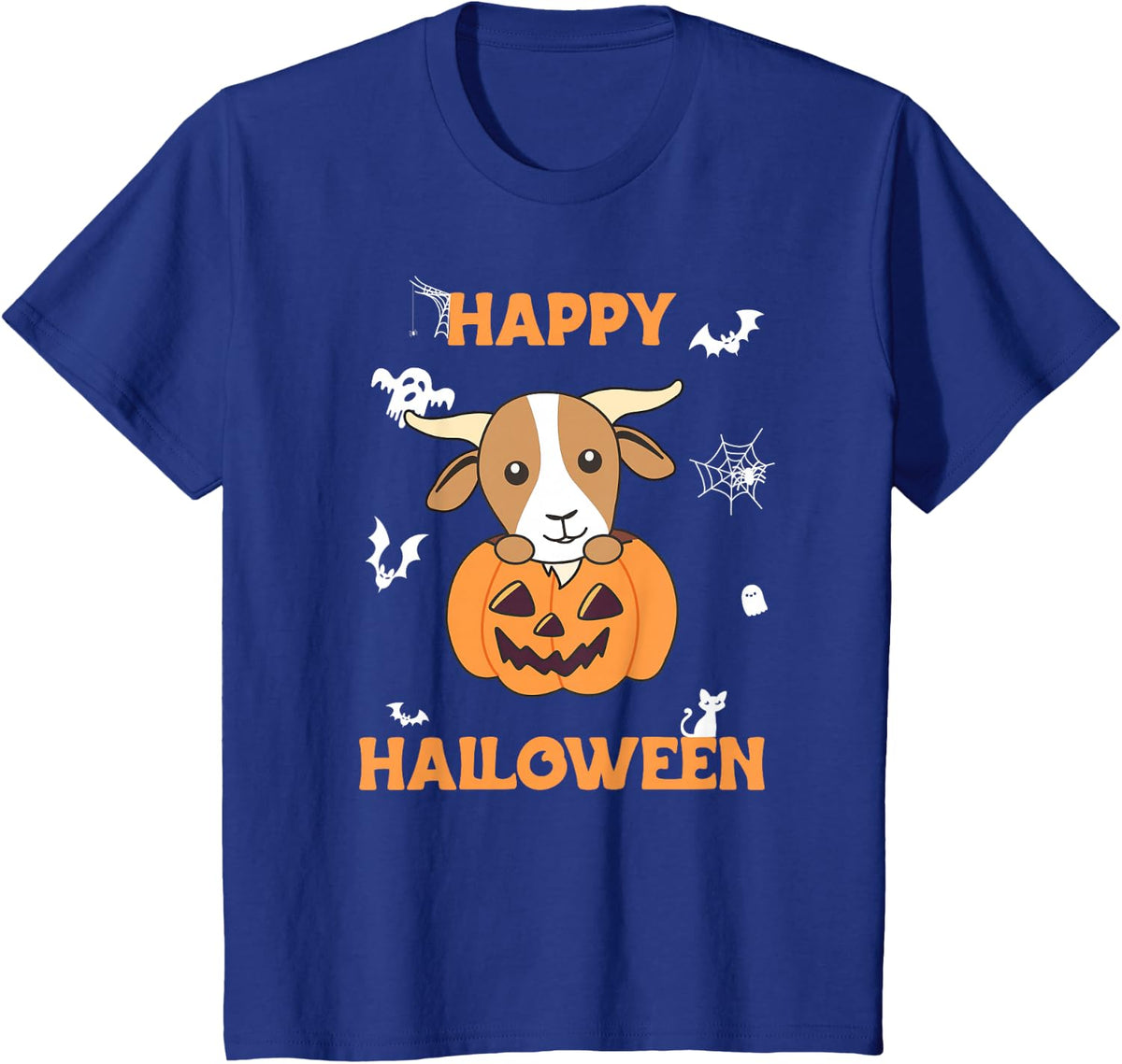 Goat In Pumpkin Goats Happy Halloween T-Shirt - Royal Blue