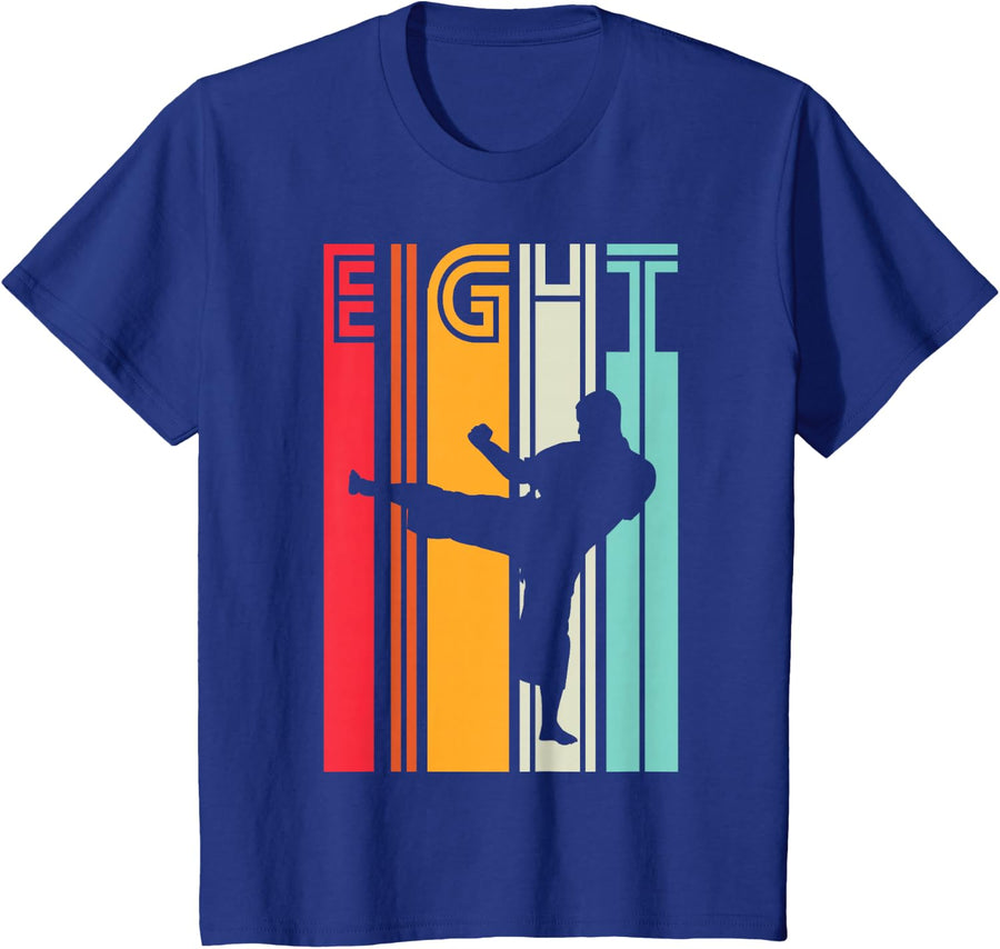 8th Birthday Gift Karate Retro Taekwondo Martial Arts Boys T-Shirt - Royal Blue