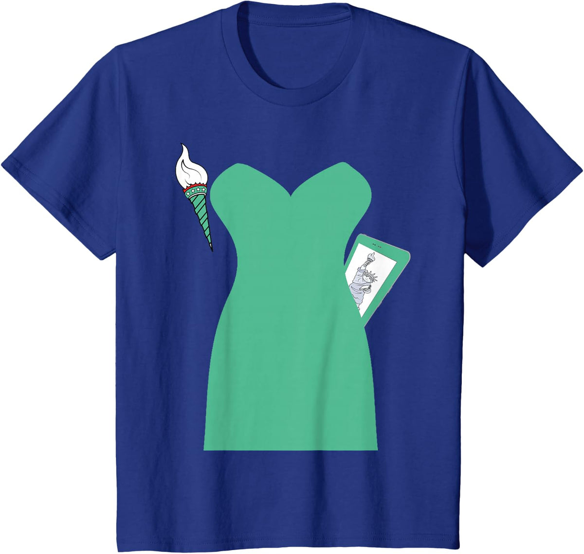 Statue Of Liberty 4th Of July Patriotic Costume Women Kids Men T-Shirt - Royal Blue